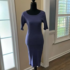 Lularoe midi bodycon dress in a dusty blue with grey flecks size small